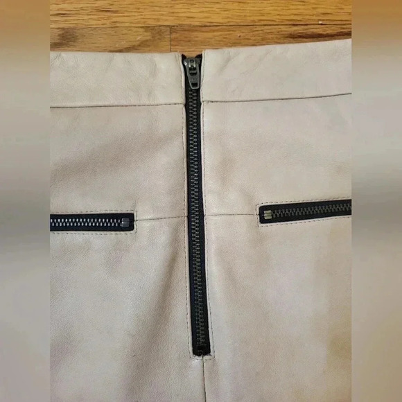 MICHELLE MASON Soft Lamb Leather Baseball Hem Mini Skirt in Blush Pink(0) - Picture 8 of 13